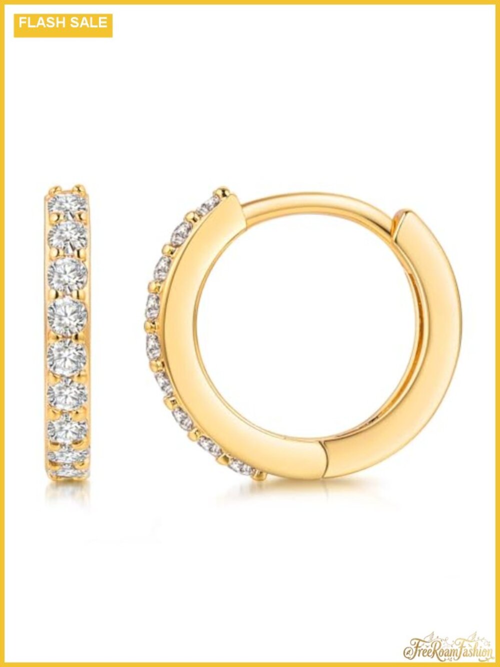 Mini Hoop Earrings 18K Gold Plated Cubic Zirconia Huggie Ear Cuff Hypoallergenic